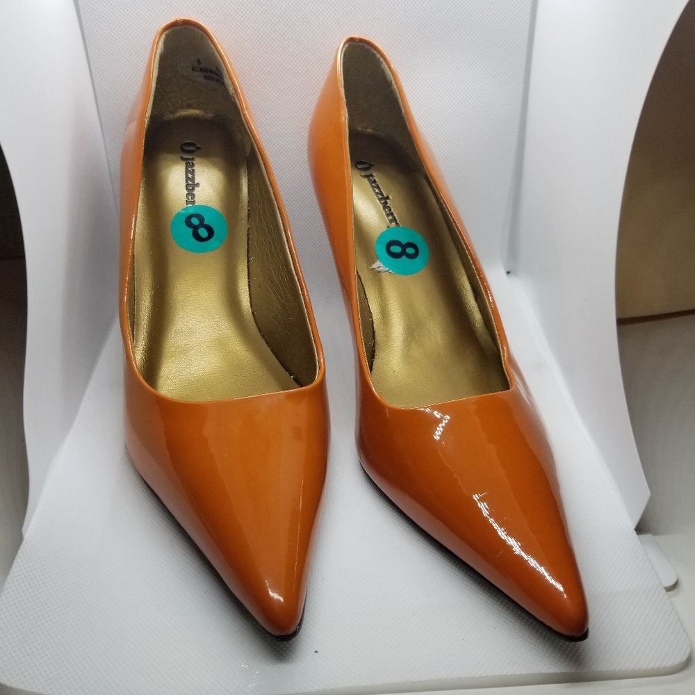 Orange Patent Leather Heels